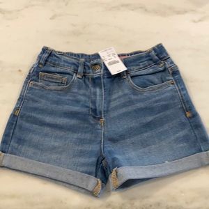 Crew cut denim shorts for girls.